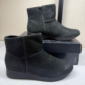 Naturalizer‎ Julian Black Leather Side Zip Ankle Boots Womens Size 8W Bootie NEW